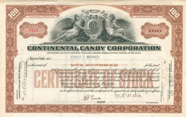 Continental Candy Corp - Stock Certificate